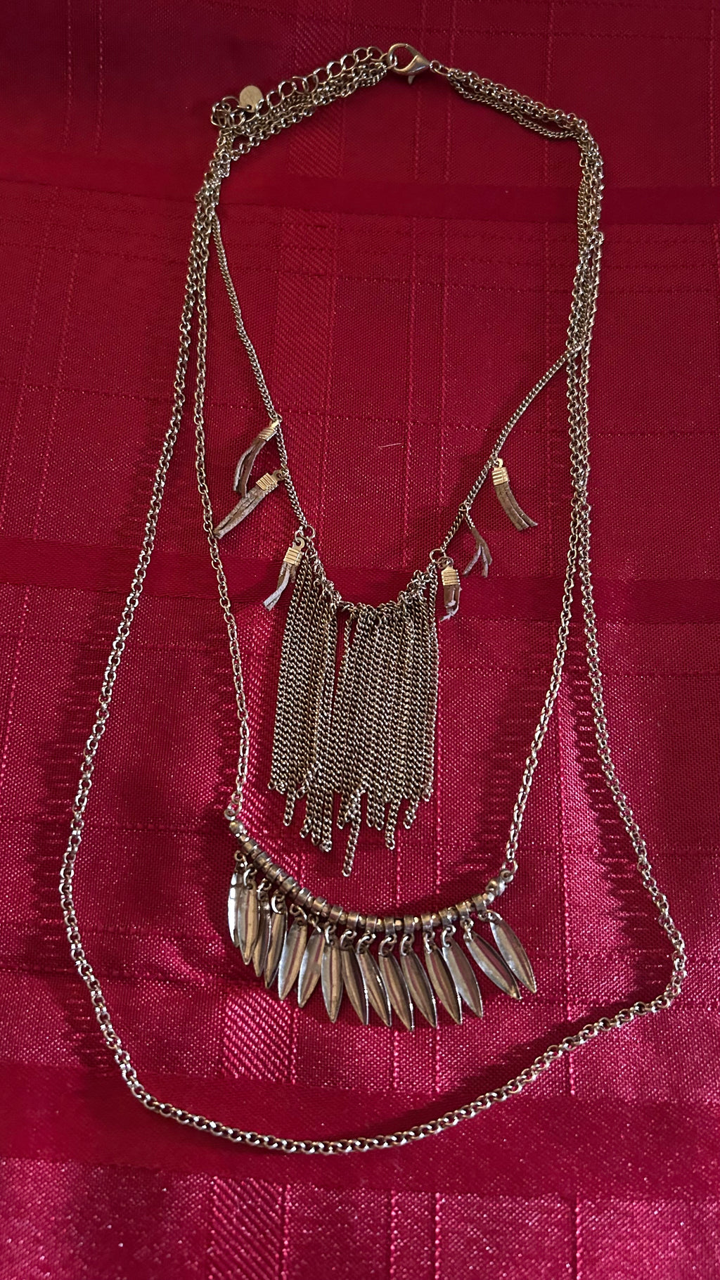 multi-layered fringe statement piece