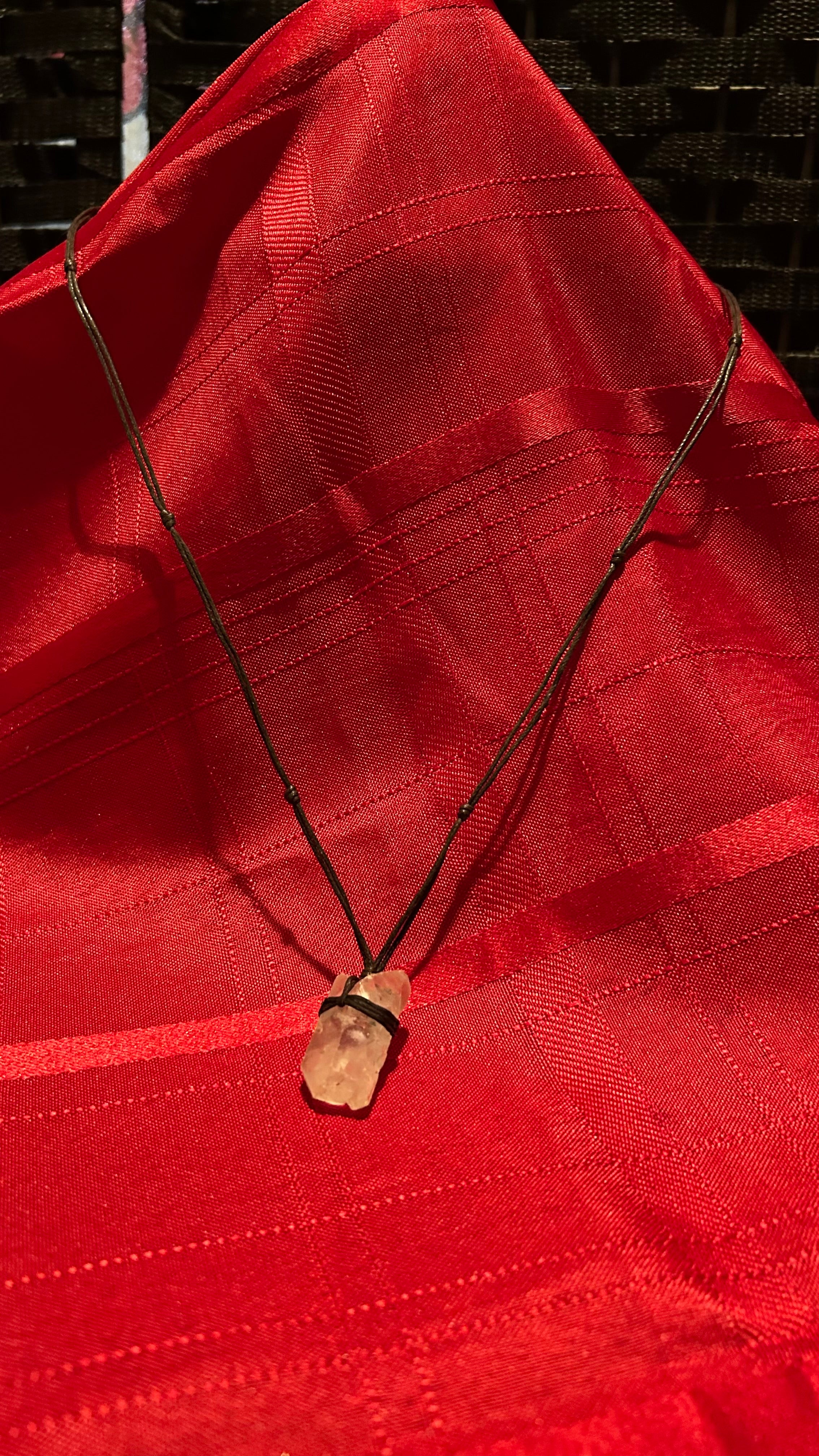 Raw clear quartz pendant