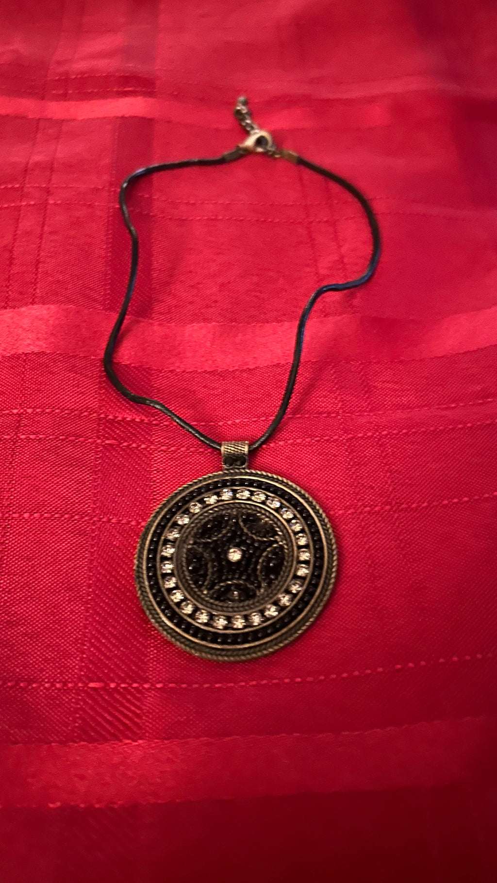 Vintage Necklace With Black Pendant