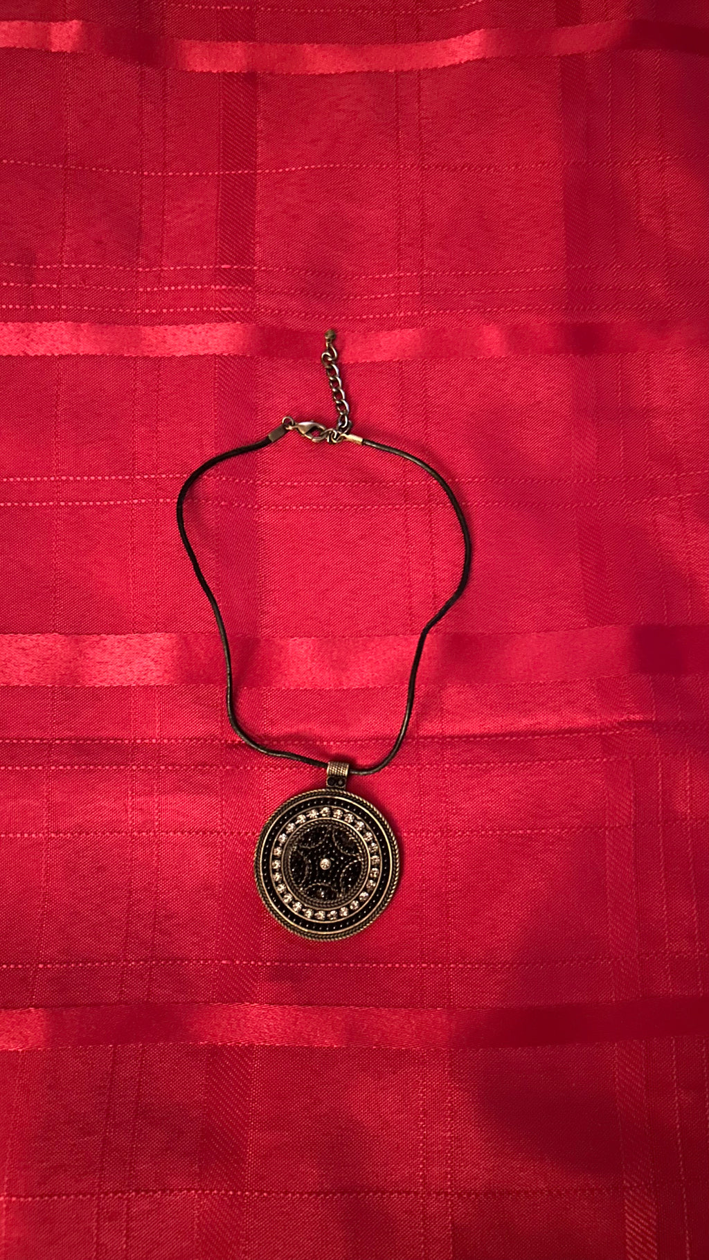 Vintage Necklace With Black Pendant