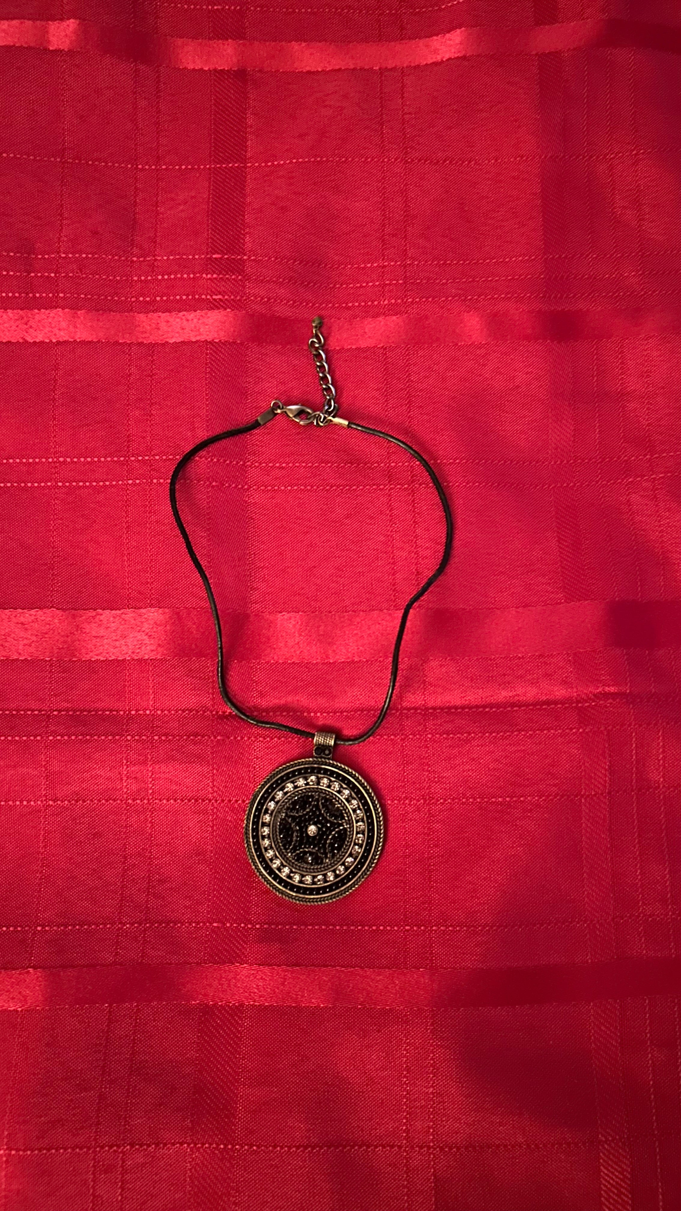 Vintage Necklace With Black Pendant