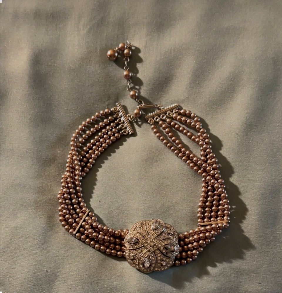 vintage multi-strand pearl choker necklace