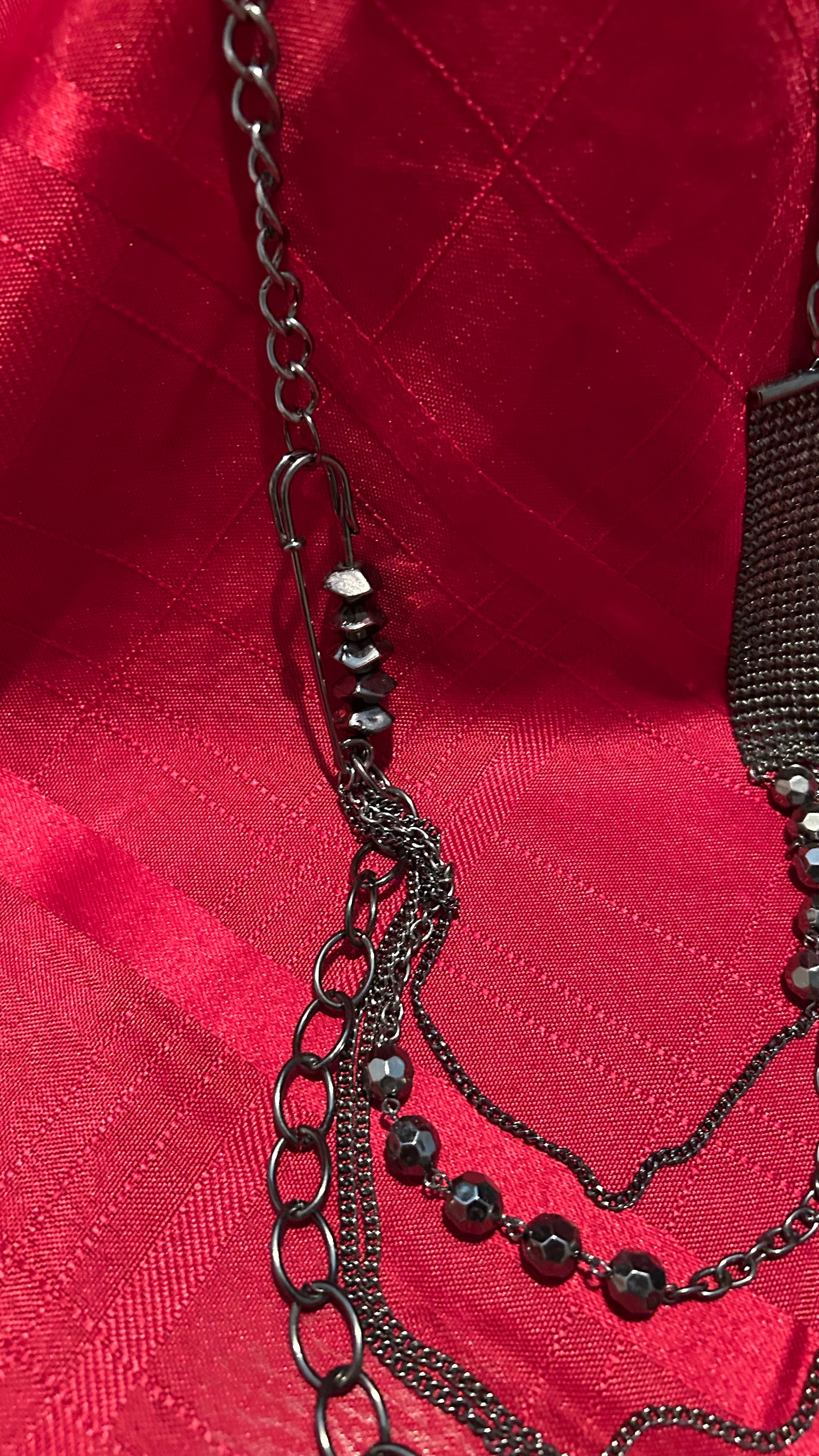 multi-strand silver-tone statement necklace,