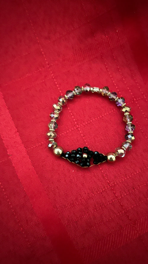 Beaded gemstone and crystal bracelet