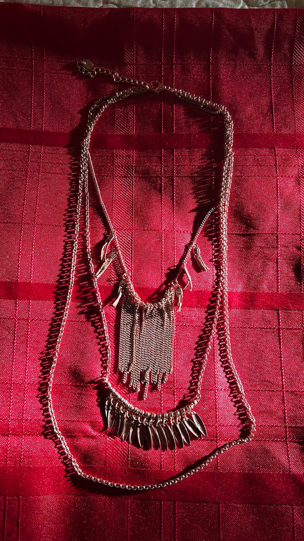 multi-layered fringe statement piece