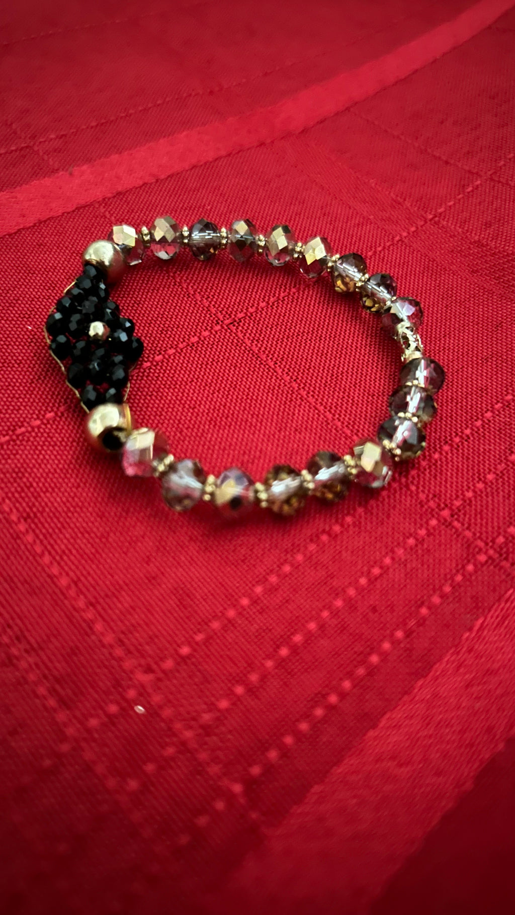 Beaded gemstone and crystal bracelet
