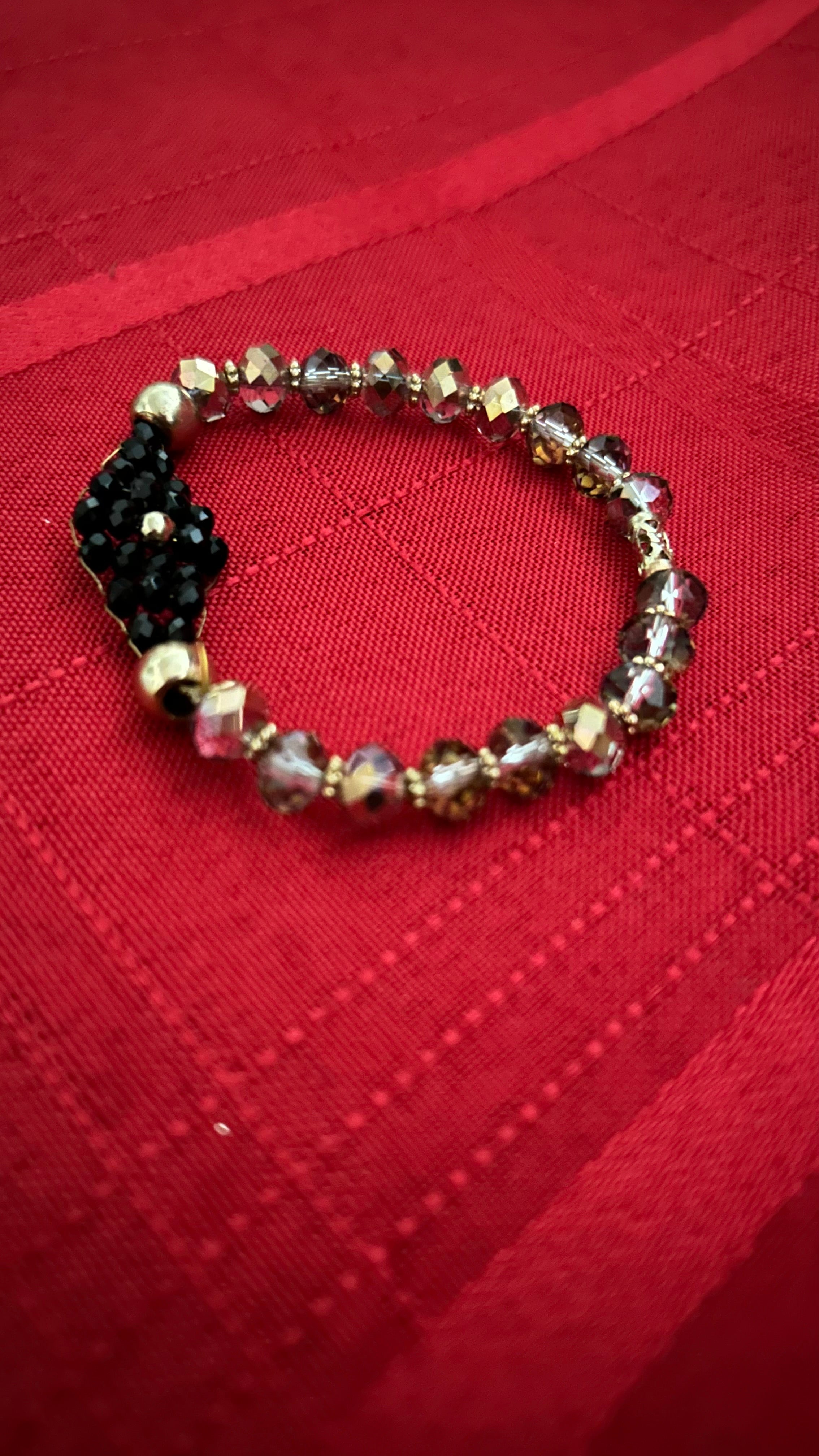 Beaded gemstone and crystal bracelet
