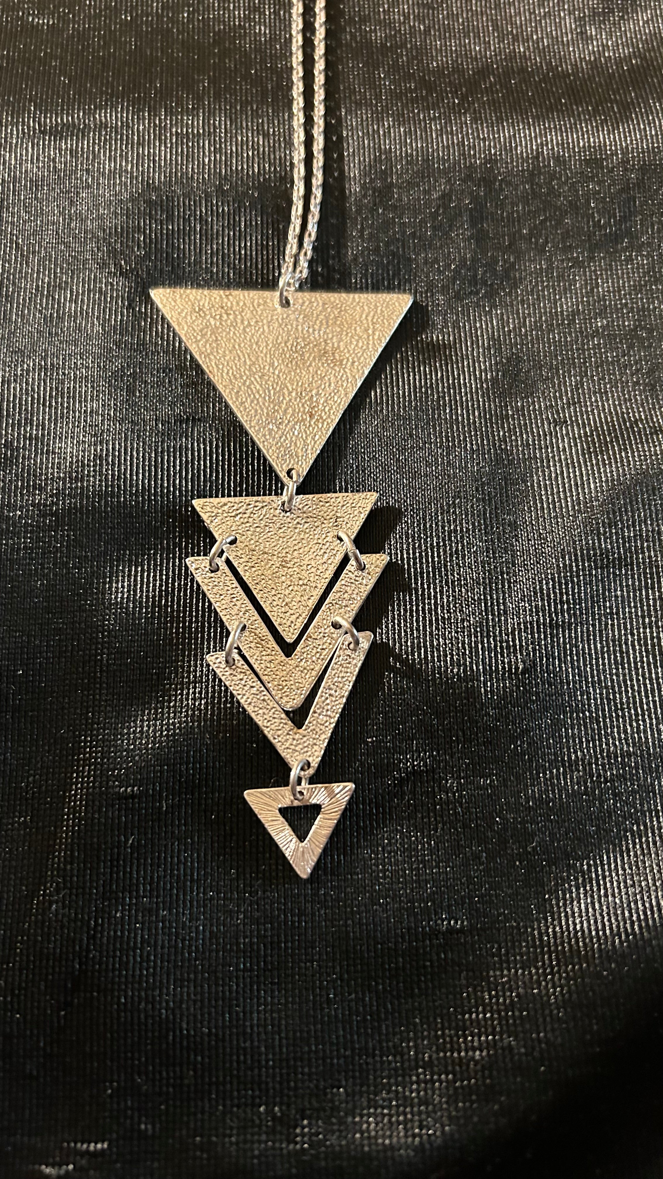Modern Long Triangle Pendant Necklace