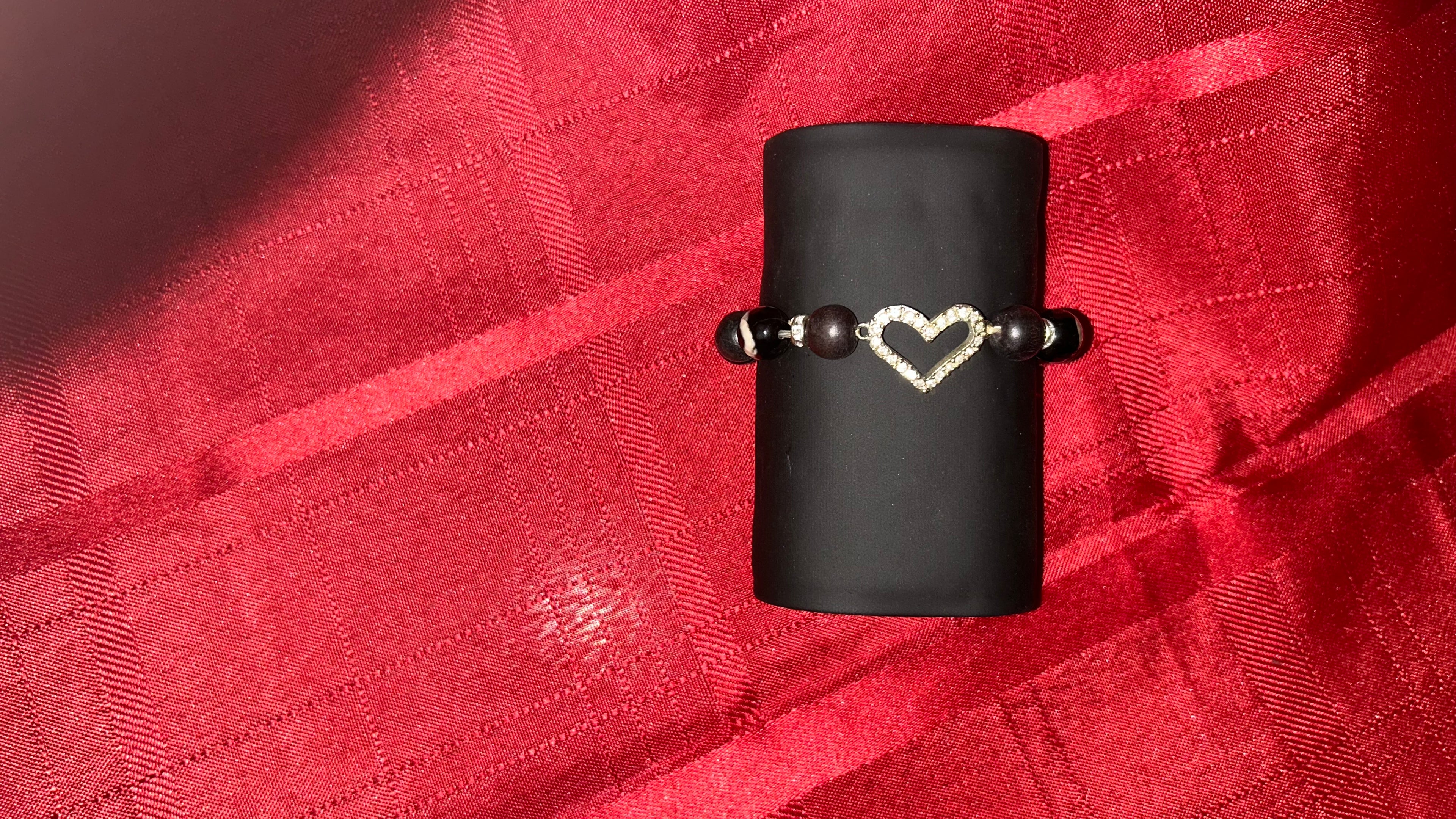 prominent heart-shaped centerpiece