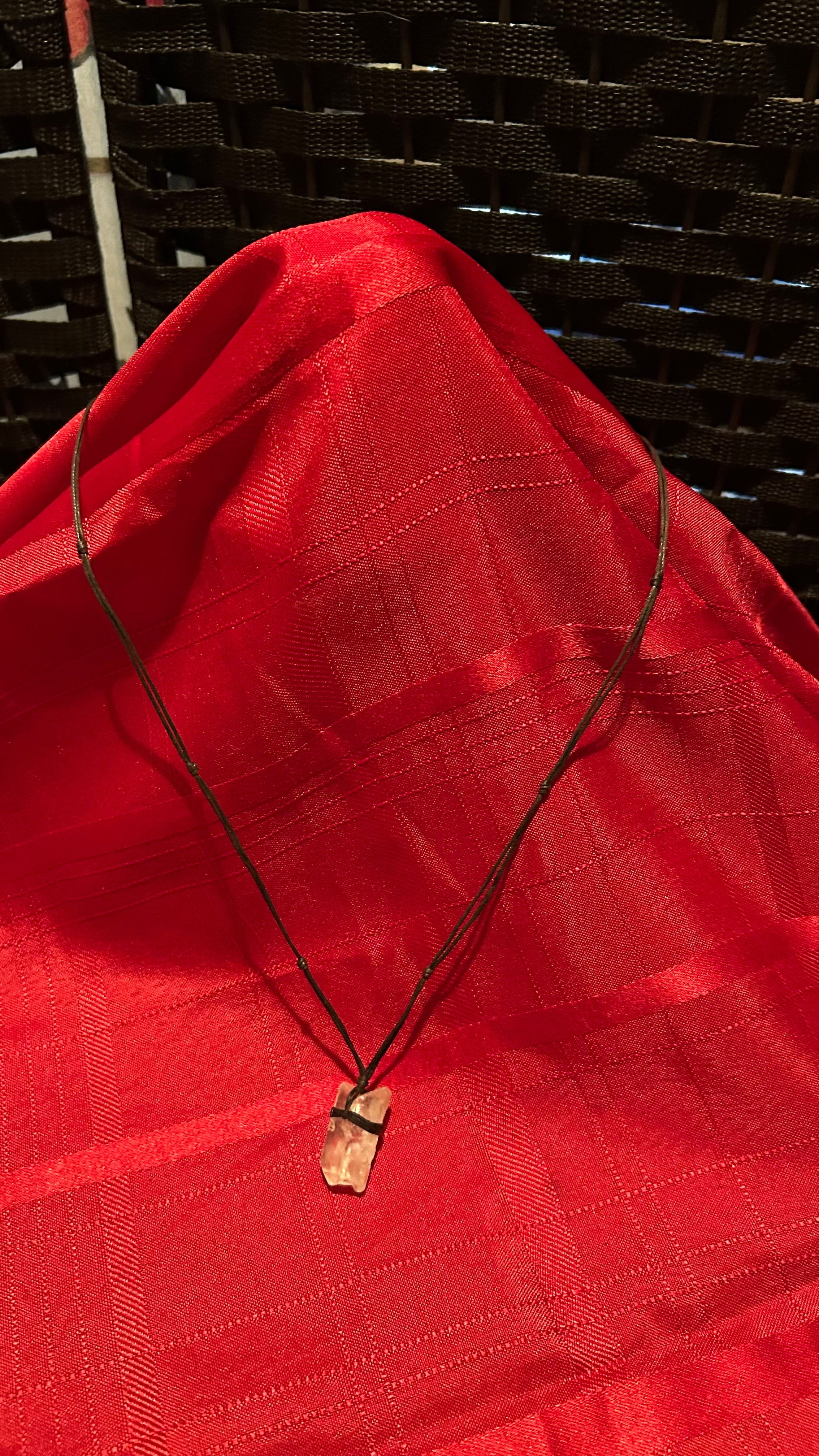 Raw clear quartz pendant