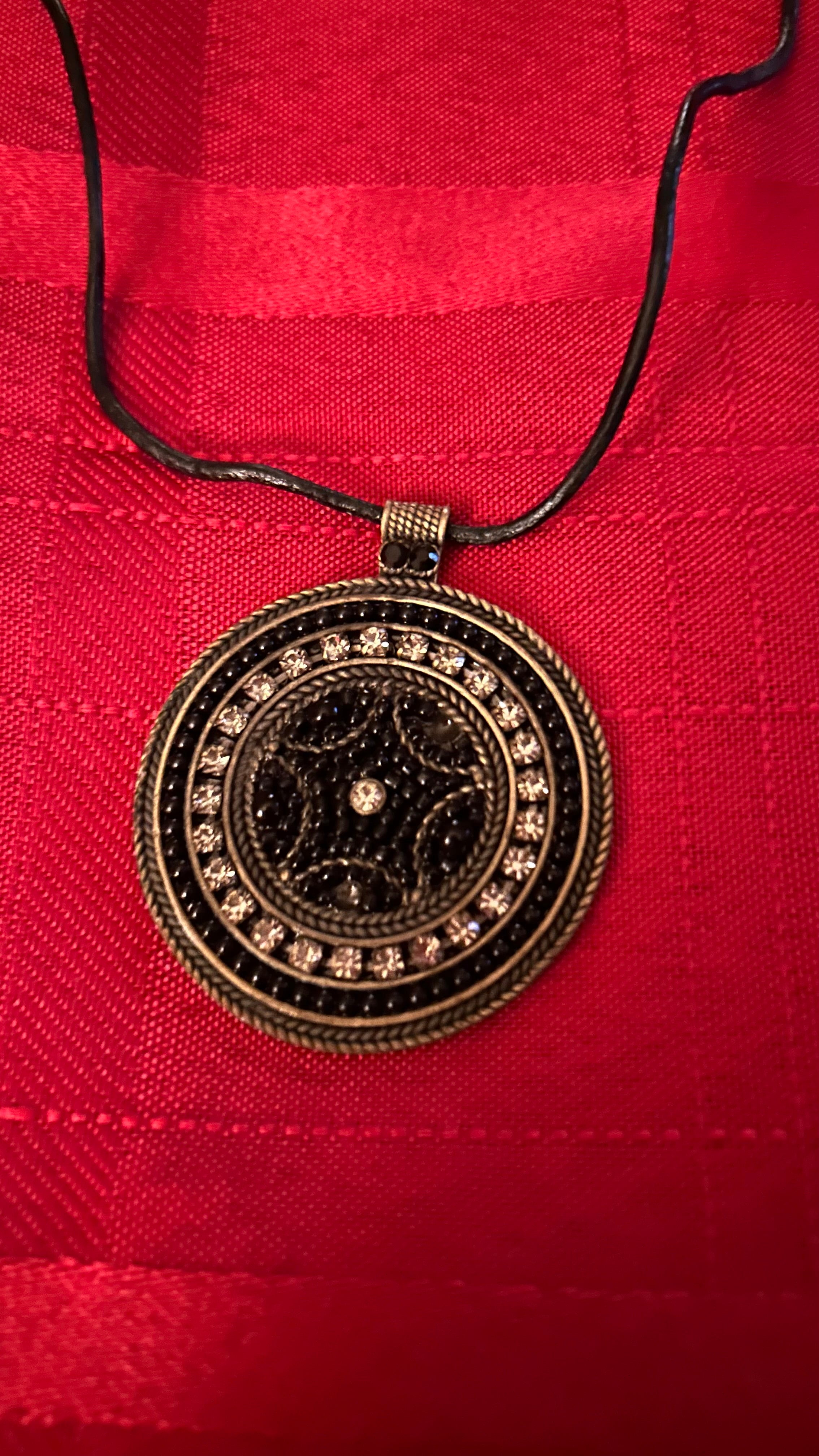 Vintage Necklace With Black Pendant