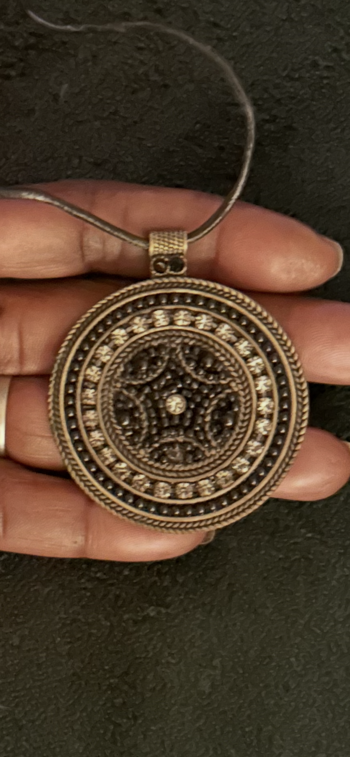 Vintage Necklace With Black Pendant