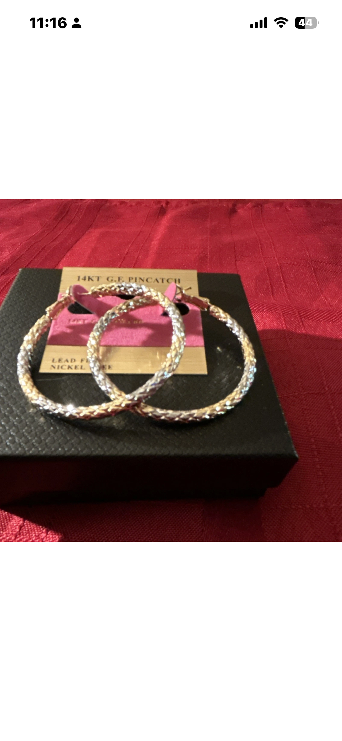 14k Yellow Gold and Silver Filled Round Hoop Earrings Pin Catch Latch Back No
Stone