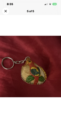 Seashell Keychain Keyring, Plastic Animal Theme, Brown/Red/Green, Modern