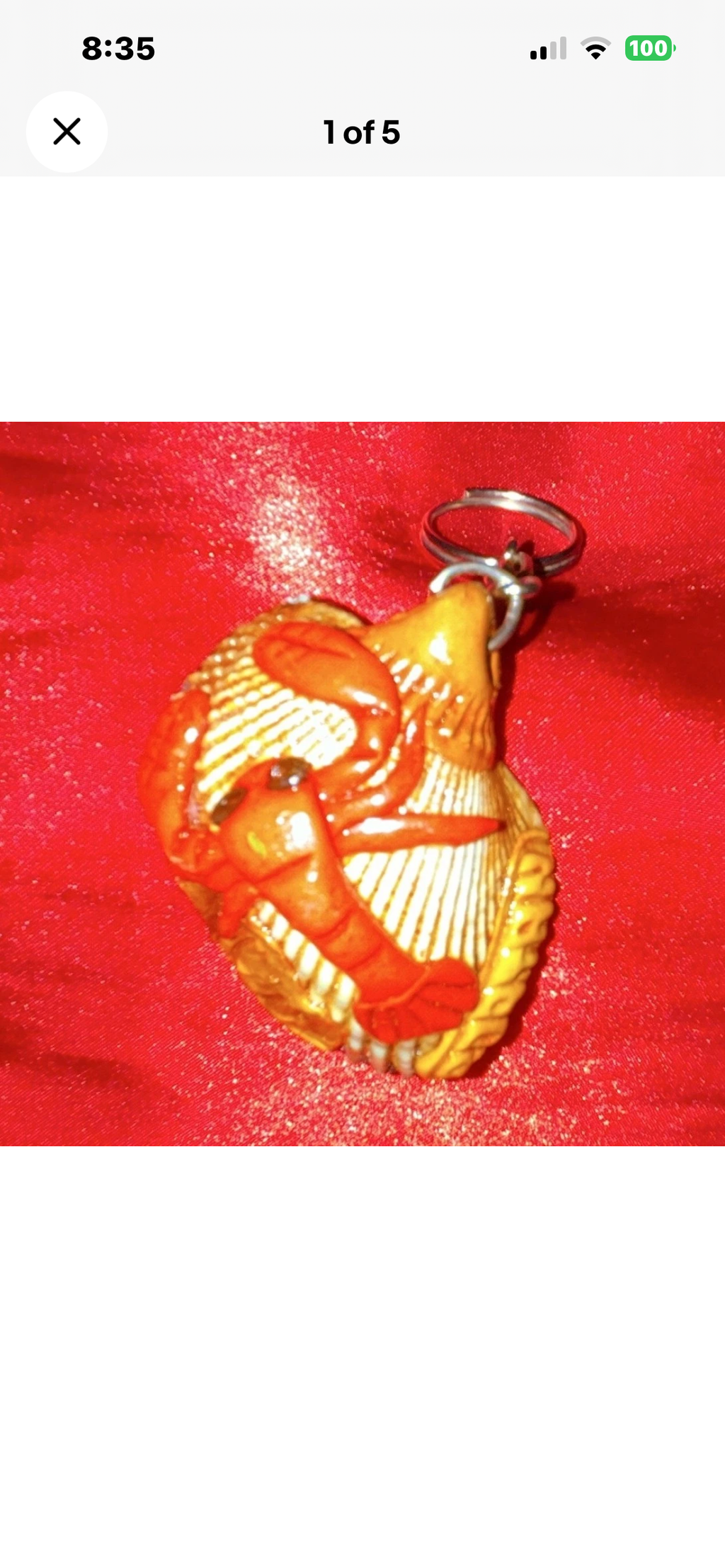 Lobster Shell Keychain Keyring, Animal Theme, Brown & Red,
Modern