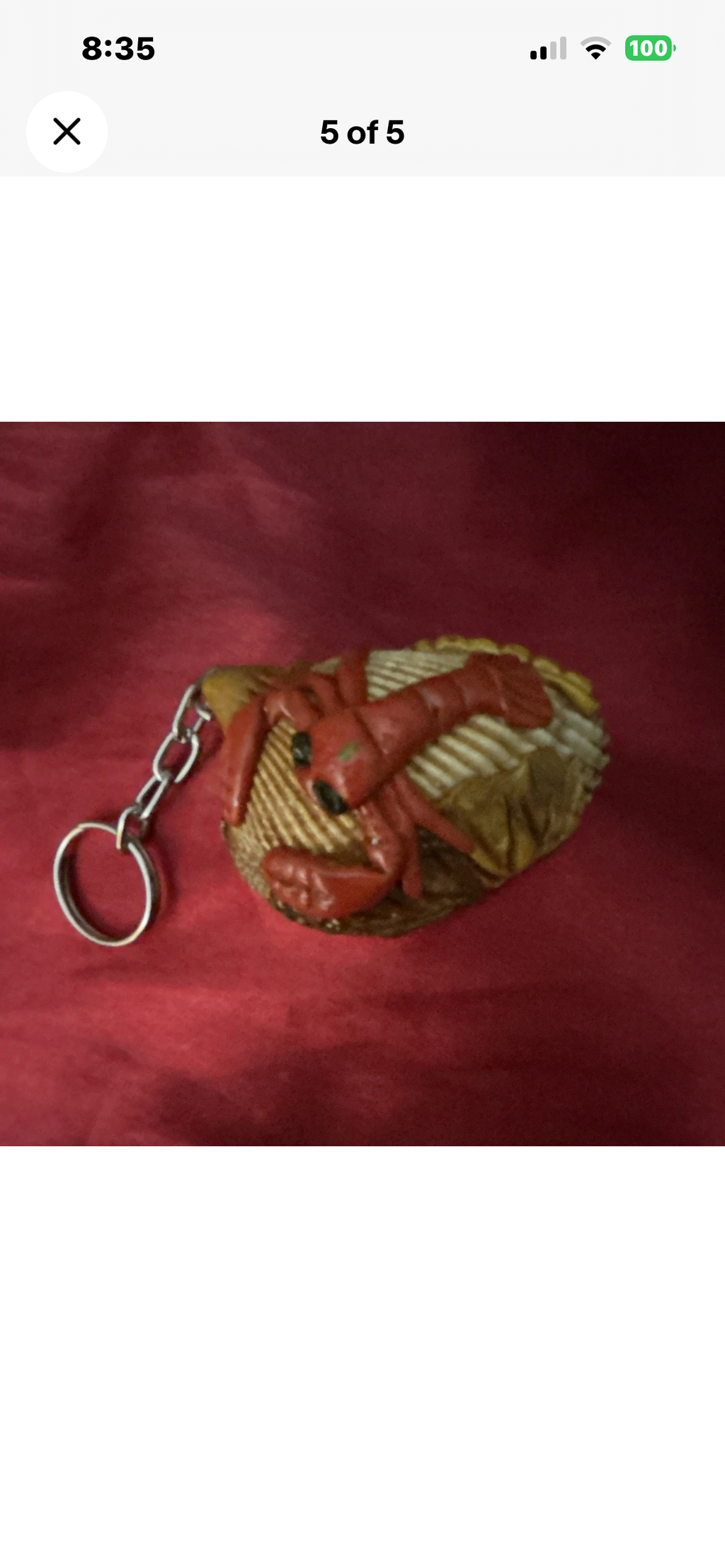Lobster Shell Keychain Keyring, Animal Theme, Brown & Red,
Modern