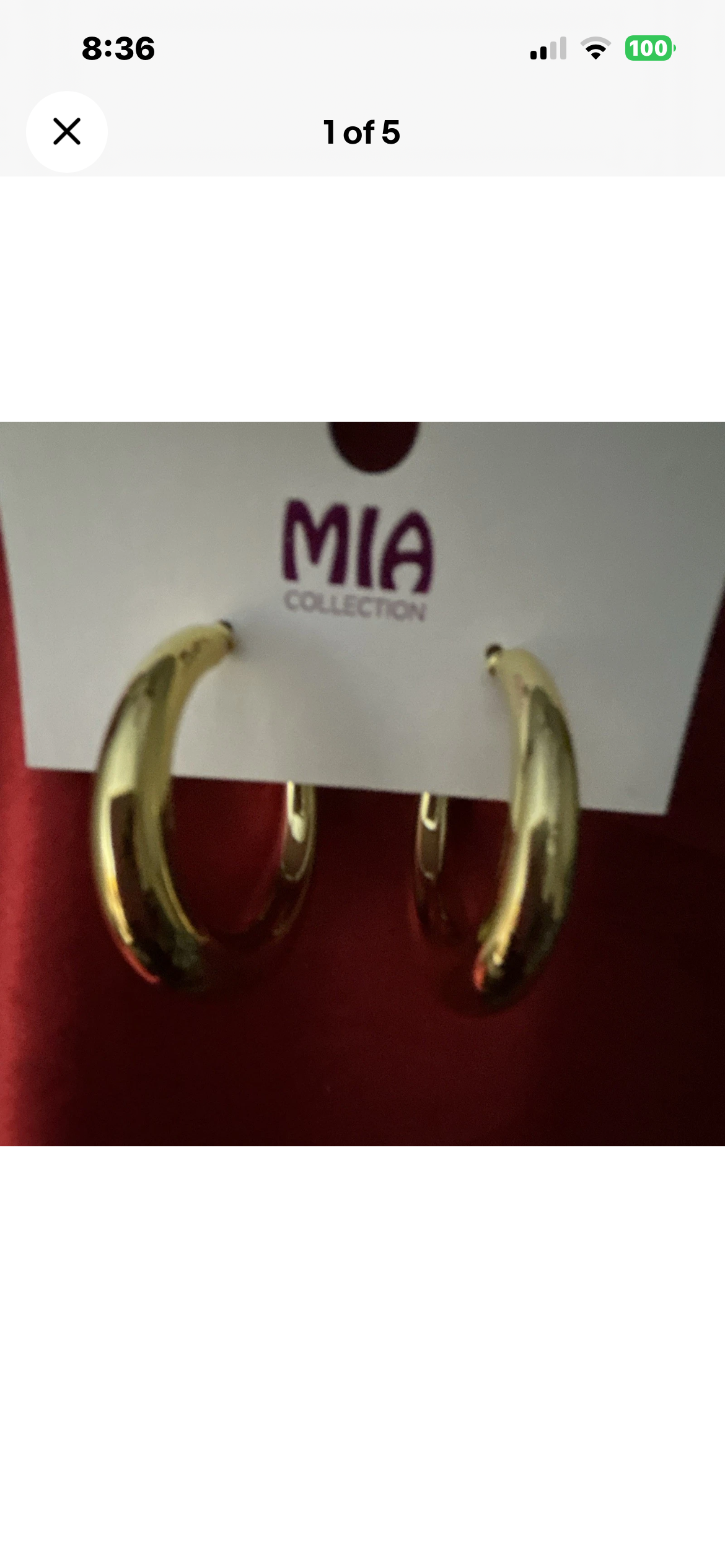 MIA Collection Gold Tone Round Hoop Earrings Metal Butterfly
Closure No Stone