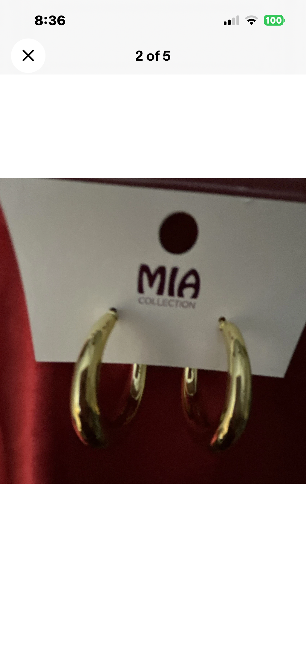 MIA Collection Gold Tone Round Hoop Earrings Metal Butterfly
Closure No Stone