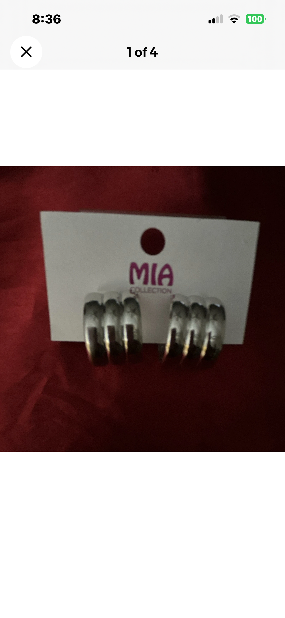 MIA Collection Silver Tone Multi-Row Hoop Earrings Metal Post
Closure No Stone
