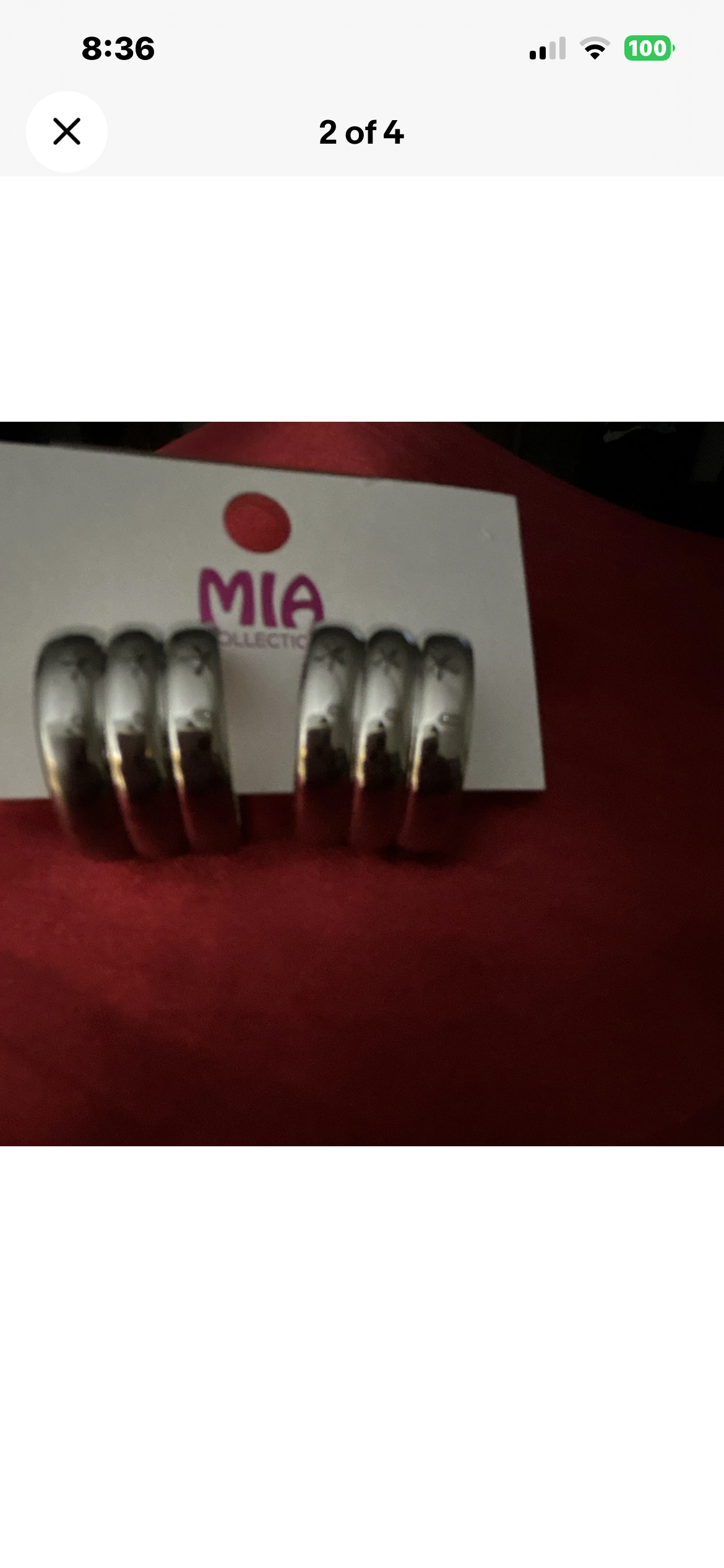 MIA Collection Silver Tone Multi-Row Hoop Earrings Metal Post
Closure No Stone