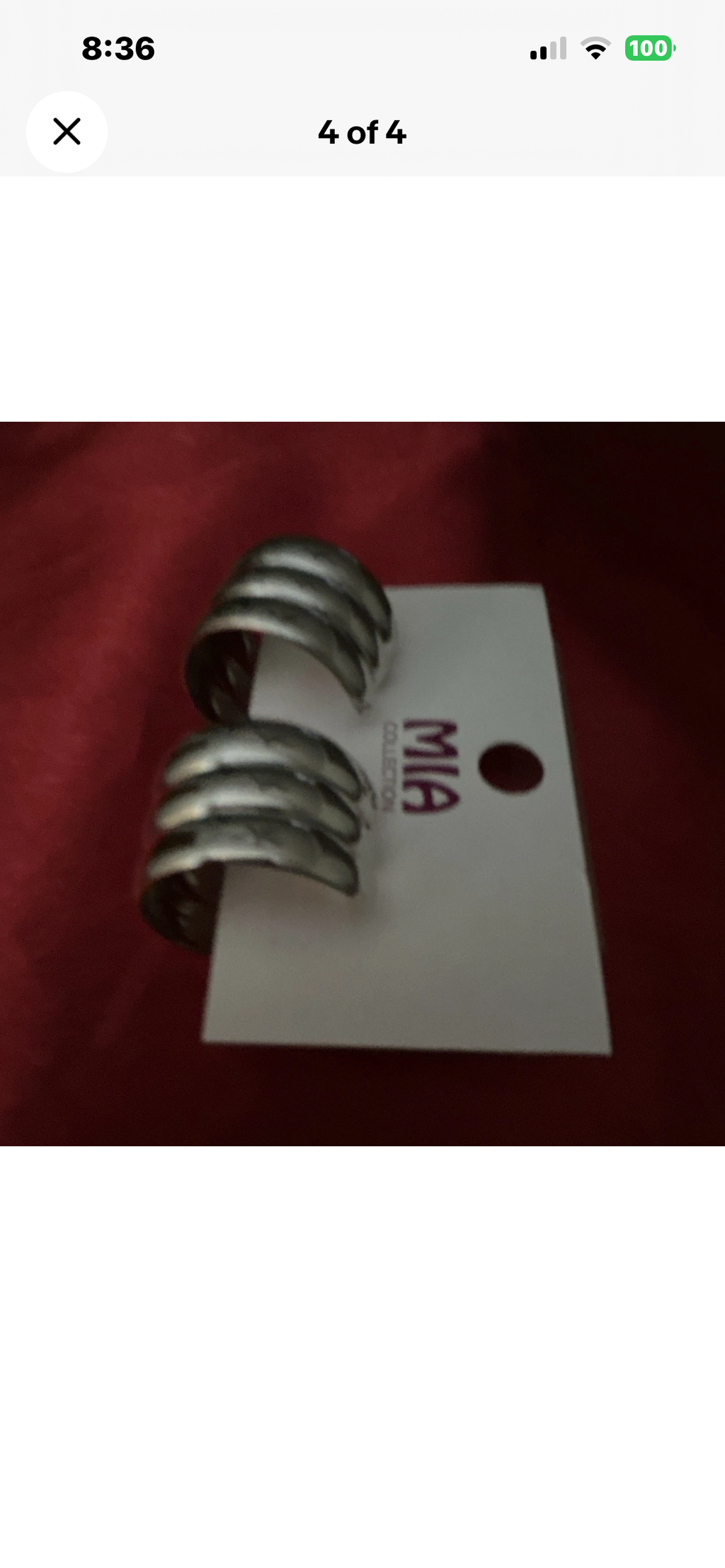 MIA Collection Silver Tone Multi-Row Hoop Earrings Metal Post
Closure No Stone