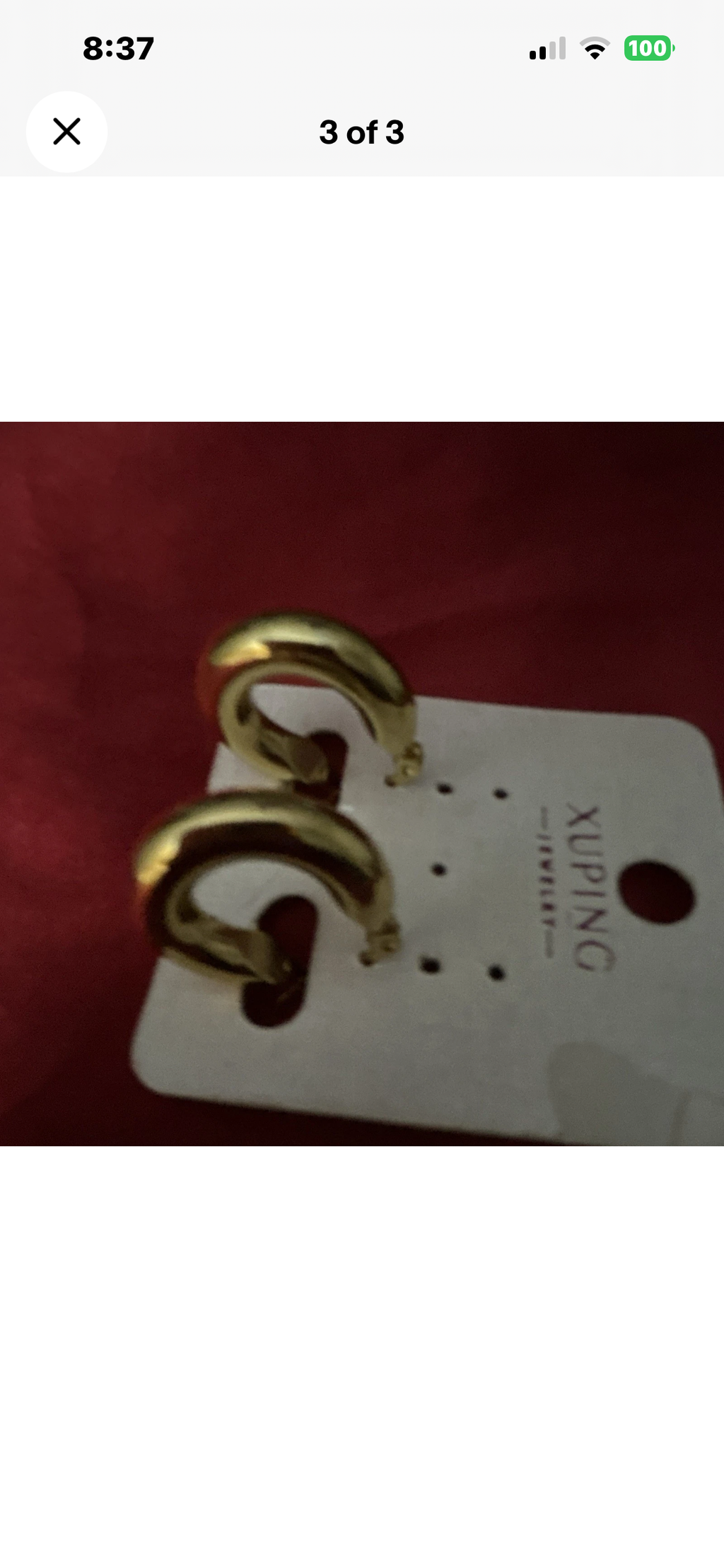Xuping Gold Tone Round Huggie Hoop Earrings Metal Hinged
Closure No Stone