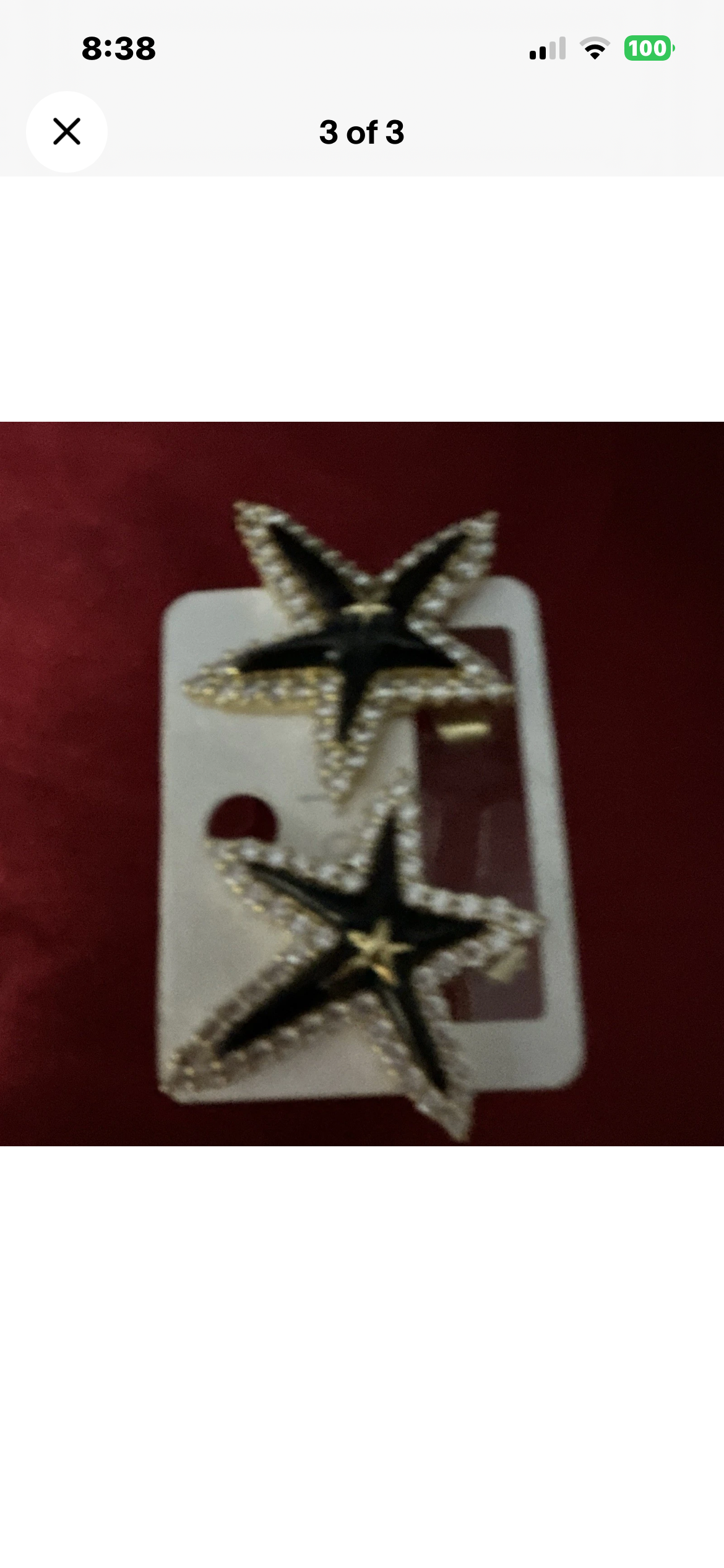 Gold Tone Star Stud Earrings
Black Enamel White Rhinestone
Pavé Butterfly
