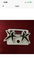 Gold Tone Star Stud Earrings
Black Enamel White Rhinestone
Pavé Butterfly