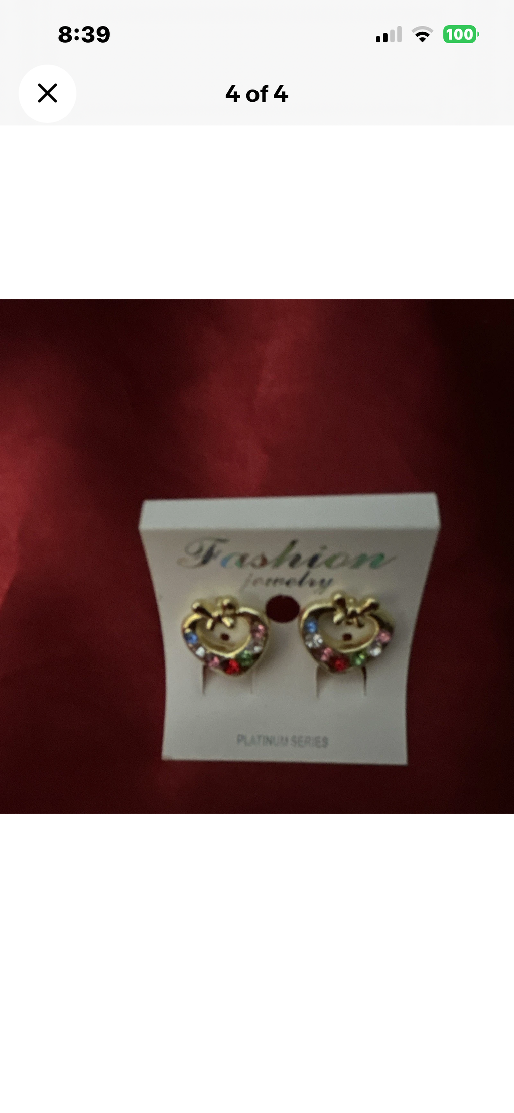 Fashion Jewelry Gold Heart Stud
Earrings Multicolor Crystal
Butterfly Closure