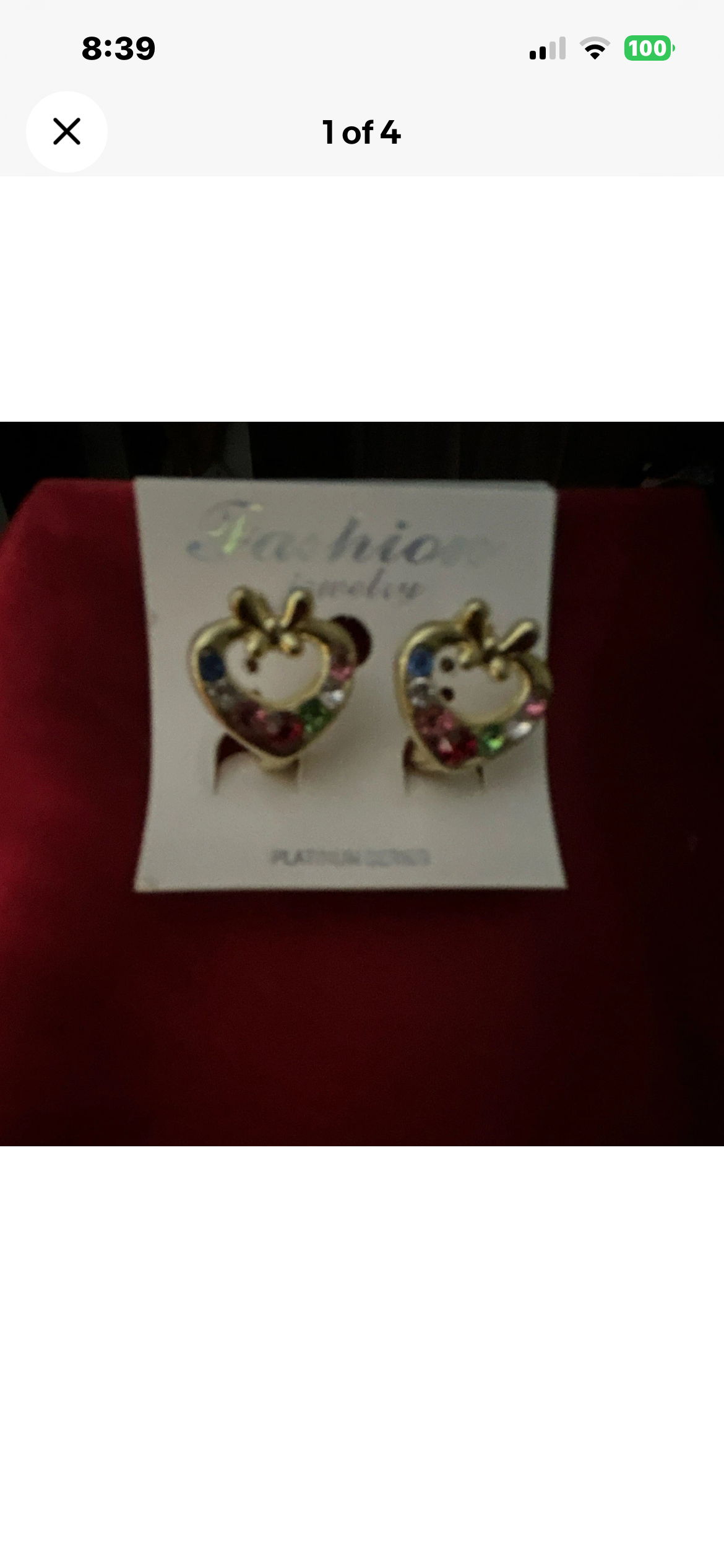 Fashion Jewelry Gold Heart Stud
Earrings Multicolor Crystal
Butterfly Closure