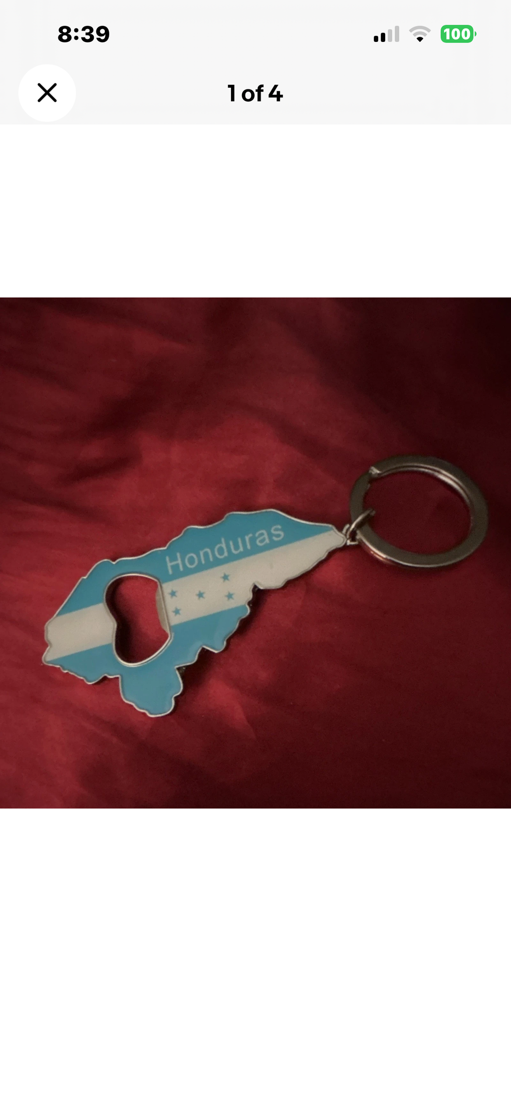 Honduras Map Keychain Bottle Opener, Blue & White, Modern, Detachable Keyring